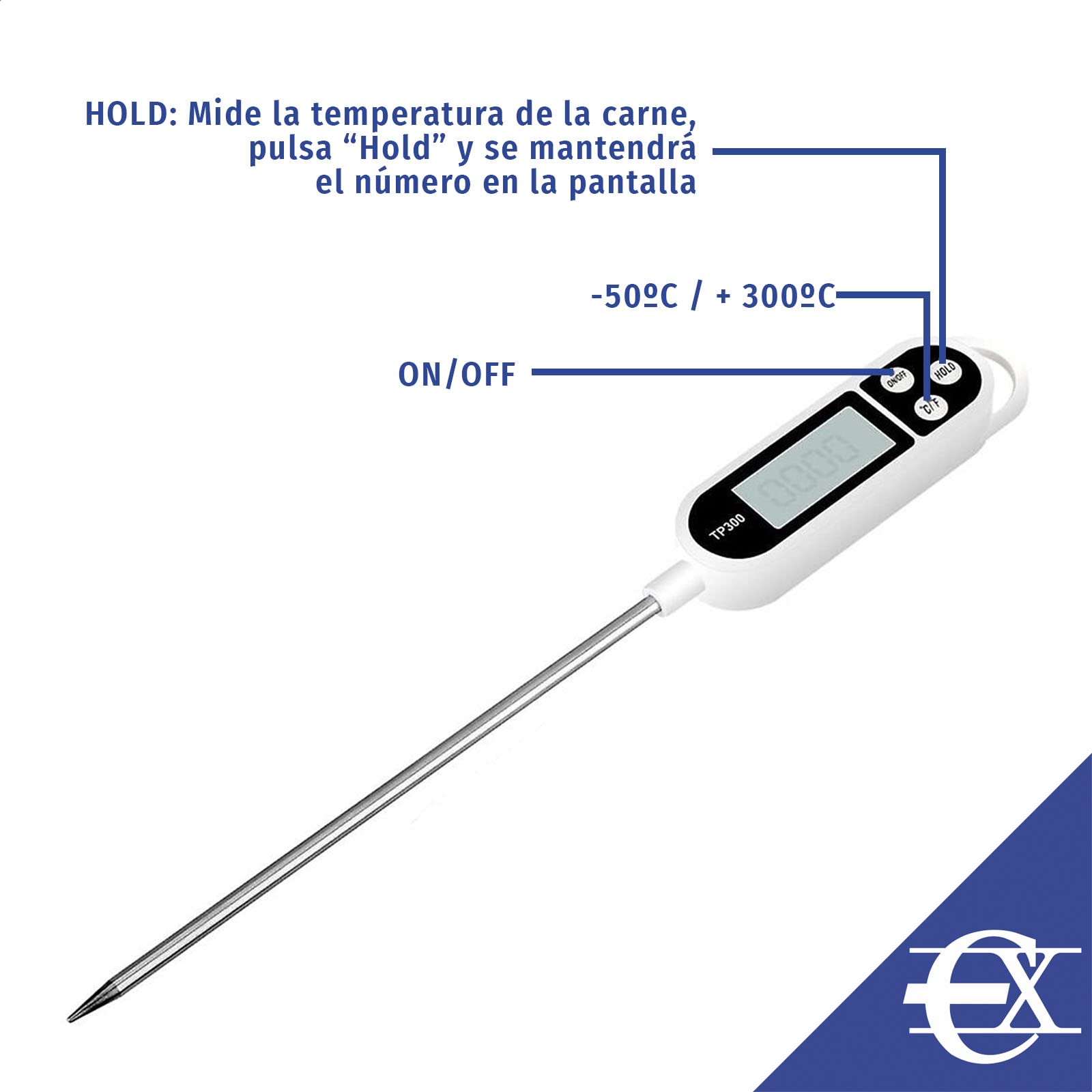 EUROXANTY Profesjonalny termometr kuchenny | Termometr do grillowania | Termometr igłowy ze stali nierdzewnej | Elektroniczny termometr do gotowania | Cyfrowy termometr hotelarski