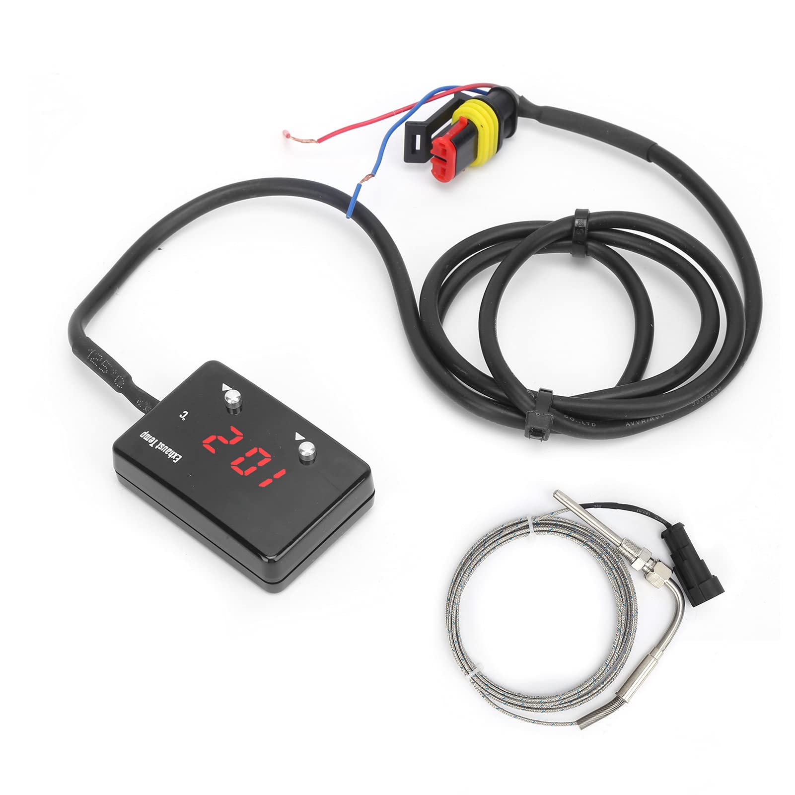 Misuratore EGT Indicatore Temperatura Gas di Scarico Display LED Digitale 0-1000 ℃ con Connettore Livello di Avviso Regolabile per Veicoli 12V