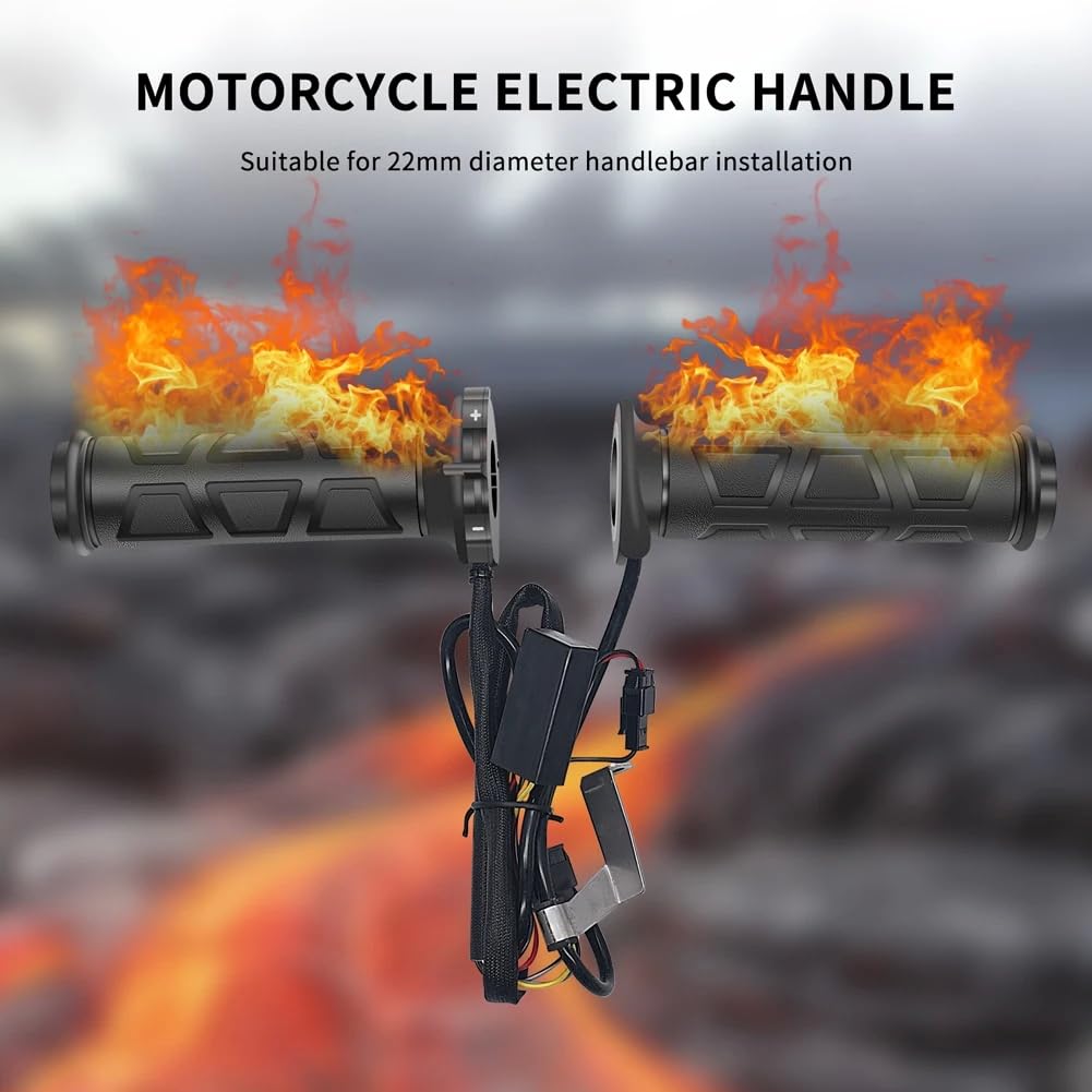 Gokeet PuñOs Calefactables Manuales para Motocicleta PuñOs Calefactables Manuales de 22 mm Calentadores ATV PuñOs Moldeados Manejar Calefactable con Temperatura Ajustable