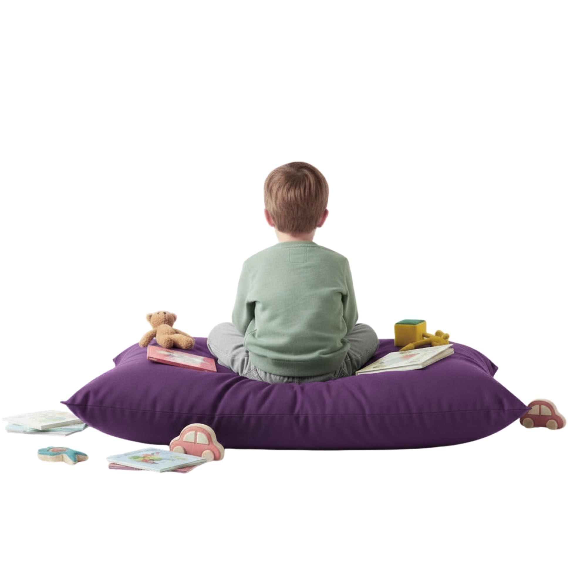 Kosiproducts Beanbag Floor Square Cushions Pillow indoor outdoor garden Water Resistant 100% Polyester [100cmx100cm, Purple]