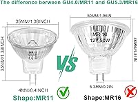 Vista 17 de Bombillas MR11, bombillas halógenas de 12 V 20 W, 2 pines, bombilla FTD, base GU4 bi-pines, regulable, blanco cálido de 2700 K, bombilla de 2 puntas
