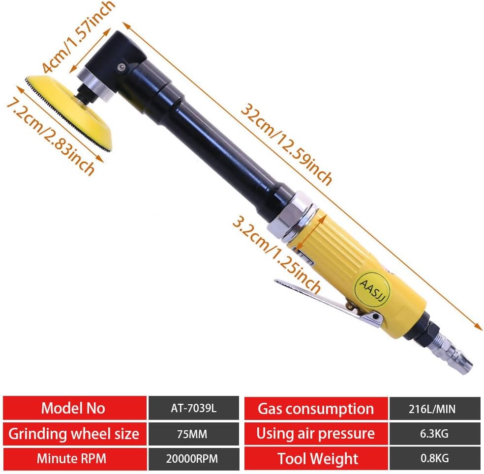 AT-7039L Extended Track Air Polisher, Handheld Pneumatic Grinder 20,000 RPM
