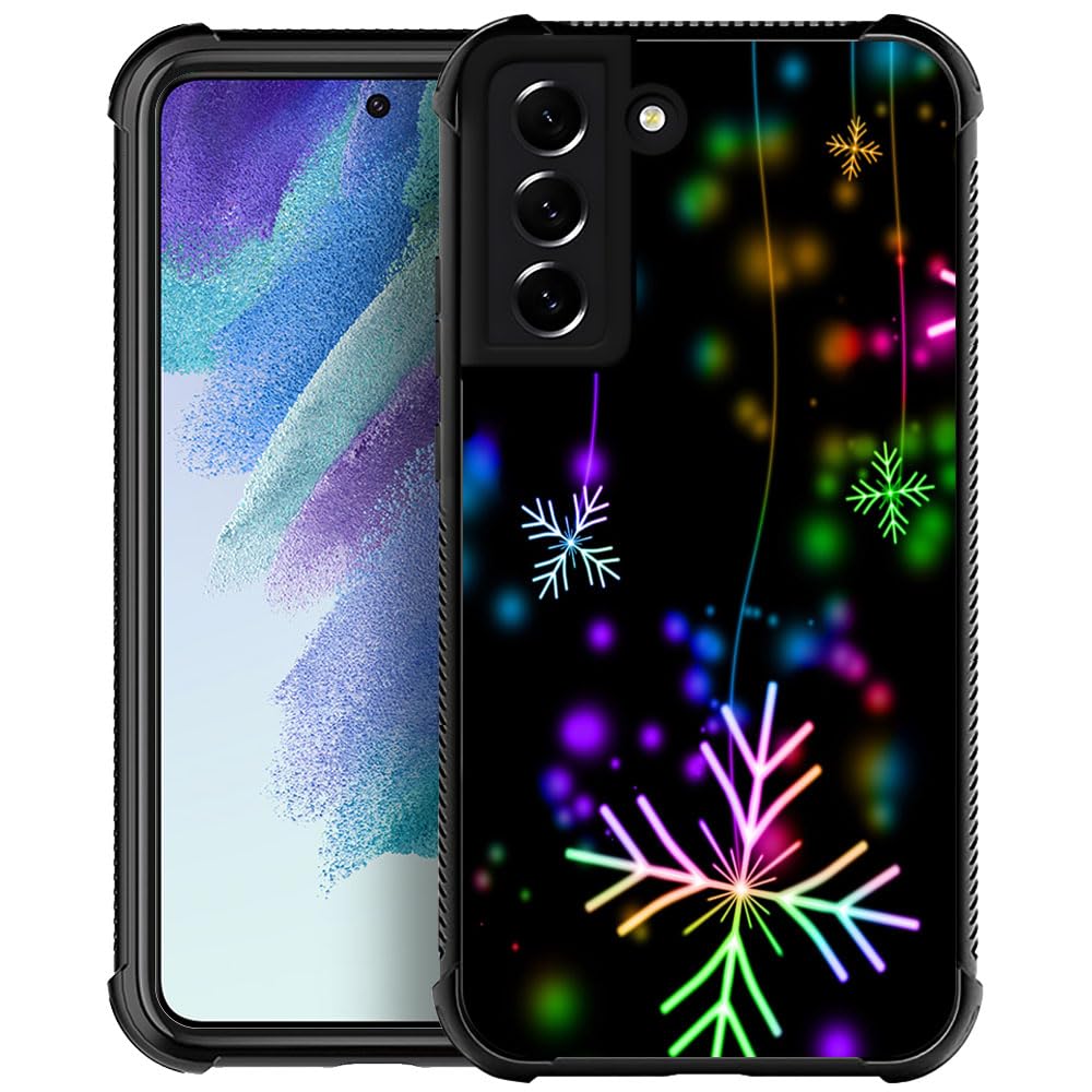 CARLOCA Compatible with Samsung Galaxy S22 Case,Snowflakes Colorful Glare Pattern Ultra Protection Shockproof Soft Silicone TPU Non-Slip Back for