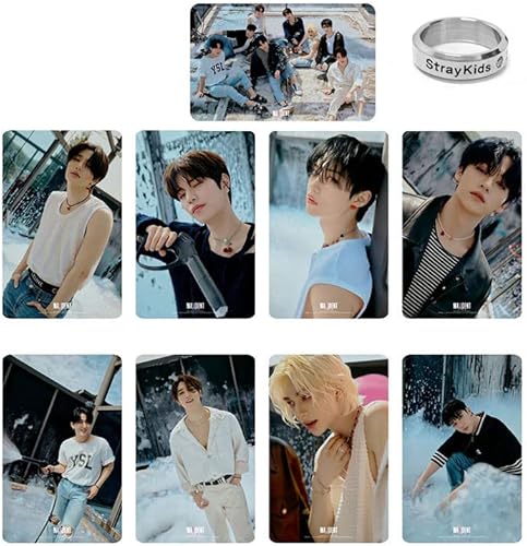 Kpop Stray Kids Maxident Album Photocards + Stray Kids Ring Merch Set (D)
