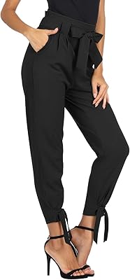 Womens Casual High Waist Pencil Pants with Bow-Knot Pockets for Work