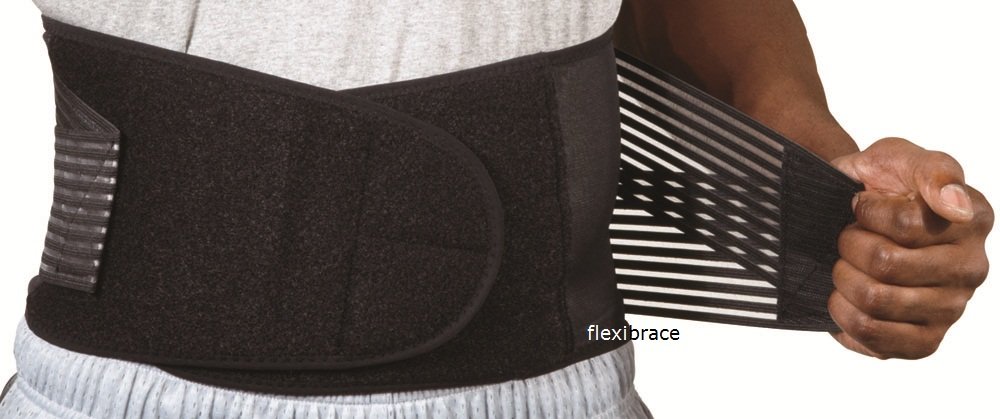 Back Support Brace Belt Lumbar Waist Double Adjust by Flexibrace ® (Medium)