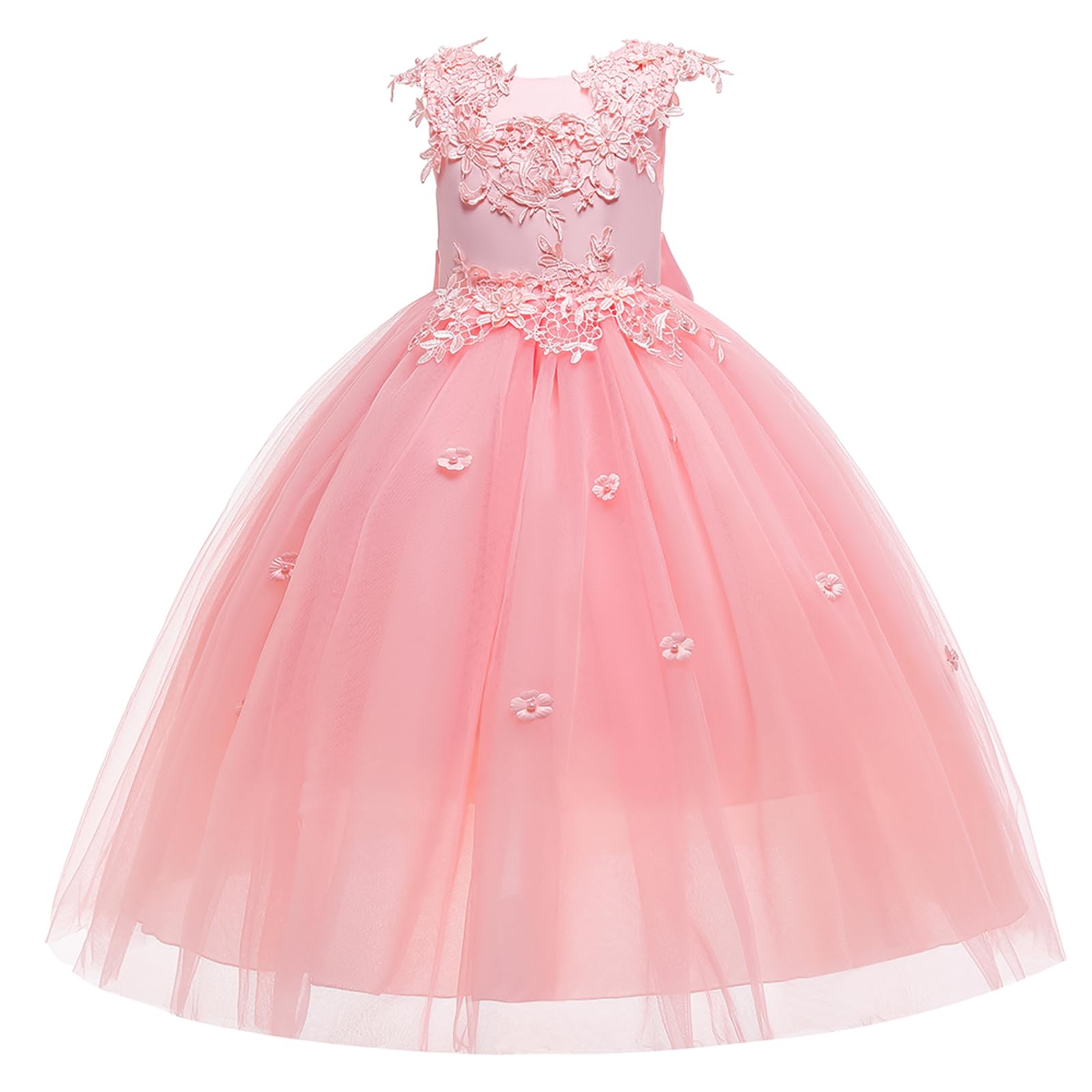 LOLANTA Vestido Niña Ceremonia Fiesta,Vestido de Tul de Boda,Blanco Ropón para Bautizo