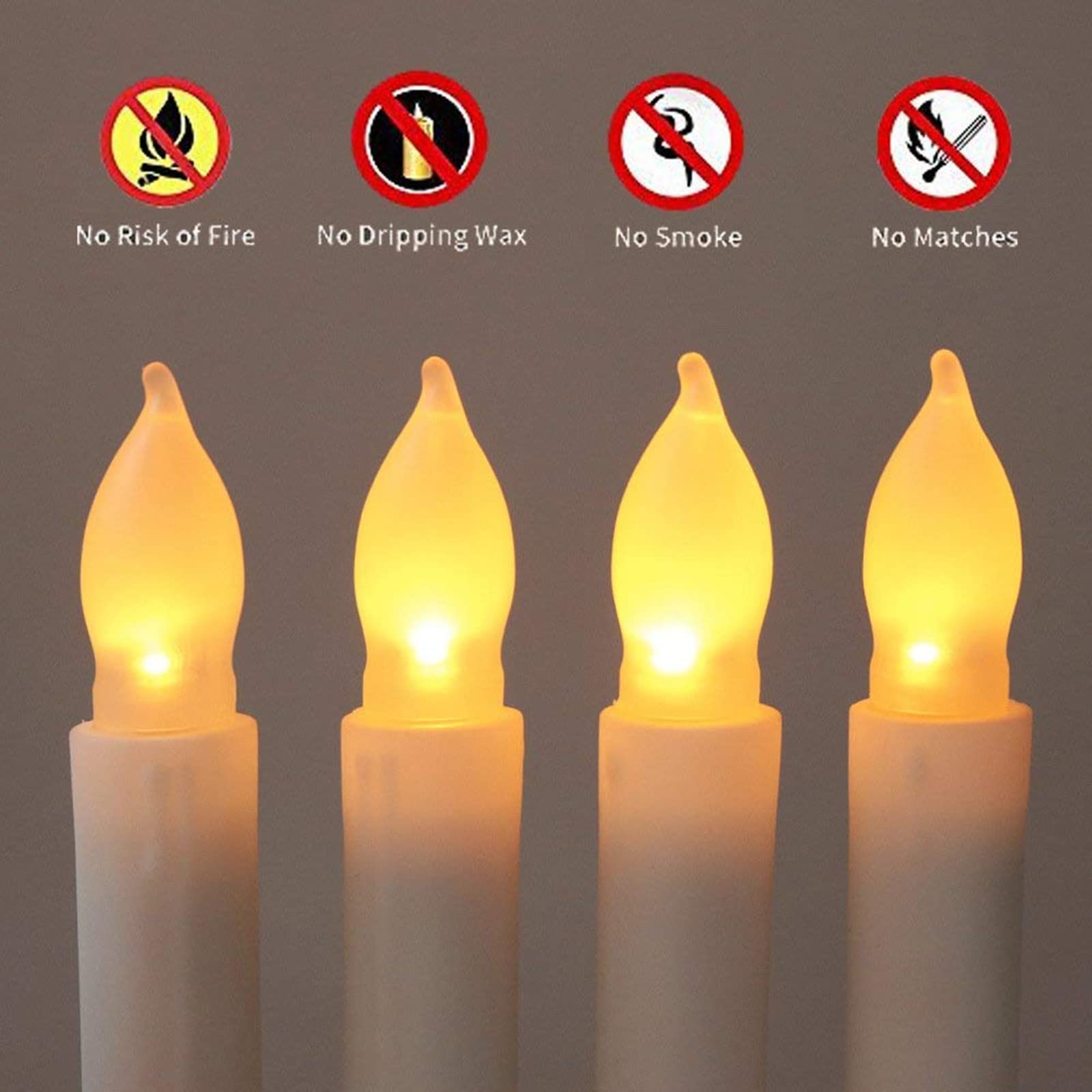 Lume di candela a LED, 24 pezzi Candele a cono a LED senza fiamma alimentate a batteria per decorazioni per feste di matrimonio, compleanno, chiese