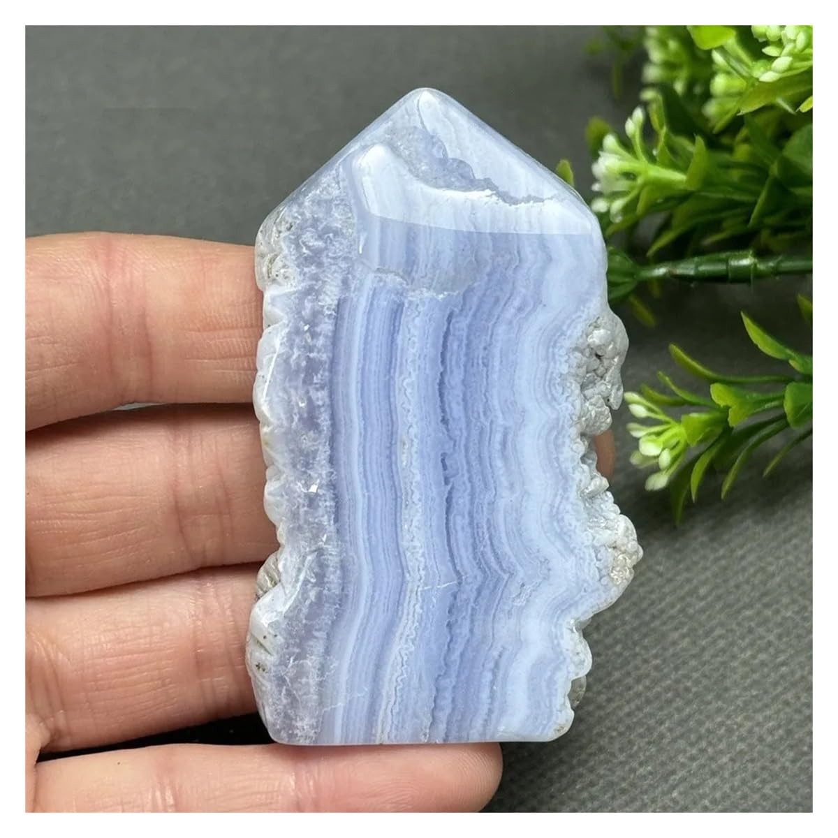 LQYXGS Crystal Stone Home Decor Natural Blue Lace Agate Slate Slices Mineral Raw Stone Home Decoration(58g 66mm)