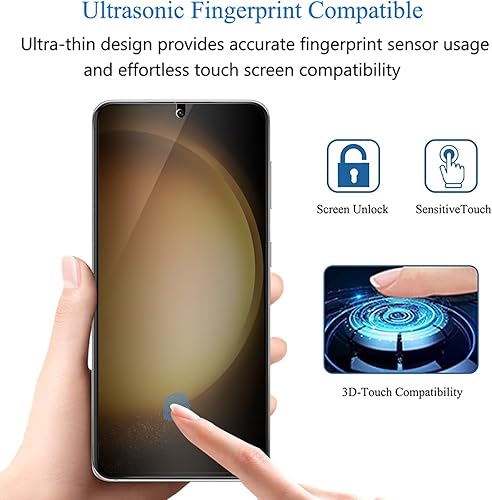 Miniatura 4 de Protector de pantalla de privacidad para Galaxy S23 5G, compatible con funda de desbloqueo de huellas dactilares, película de TPU flexible, anti