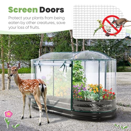 image for KING BIRD Raised Garden Bed with Cover Galvanized Oval Planter Garden 