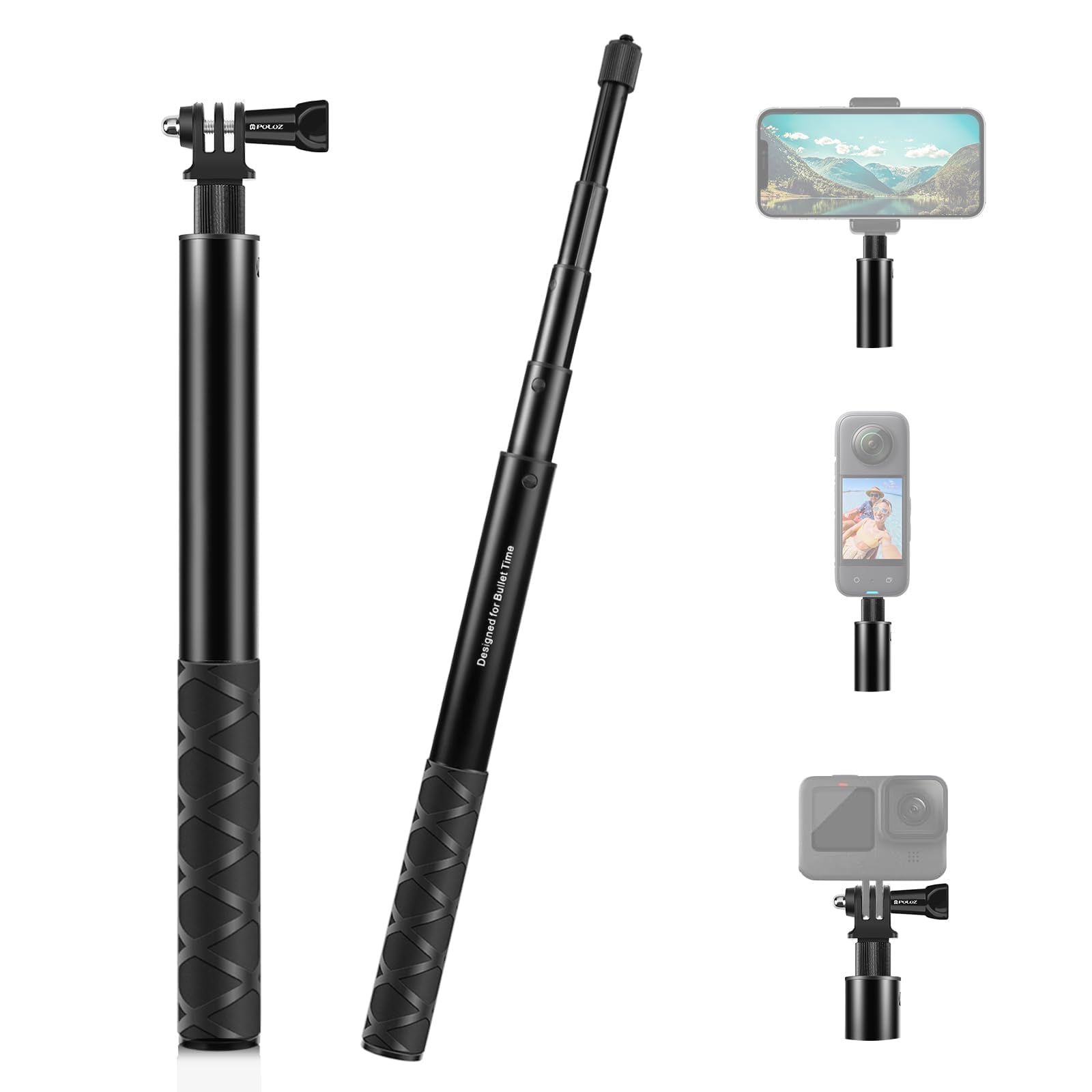PULUZ 45”/114cm Invisible Selfie Stick for Insta360, Extension Monopod Pole for Insta360 X5,X4, X3, X2, Insta 360 ONE R, RS, GoPro, DJI Osmo 360 Action Cameras-image-26