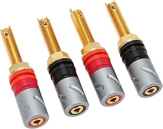 4 Plugues de Banana para Alto-falante, Conectores de Plugue de Alto-falante Banhados a Ouro 24K para Fio de Alto-falante, Home Theater, Placa de Parede, Receptor de áudio e Vídeo