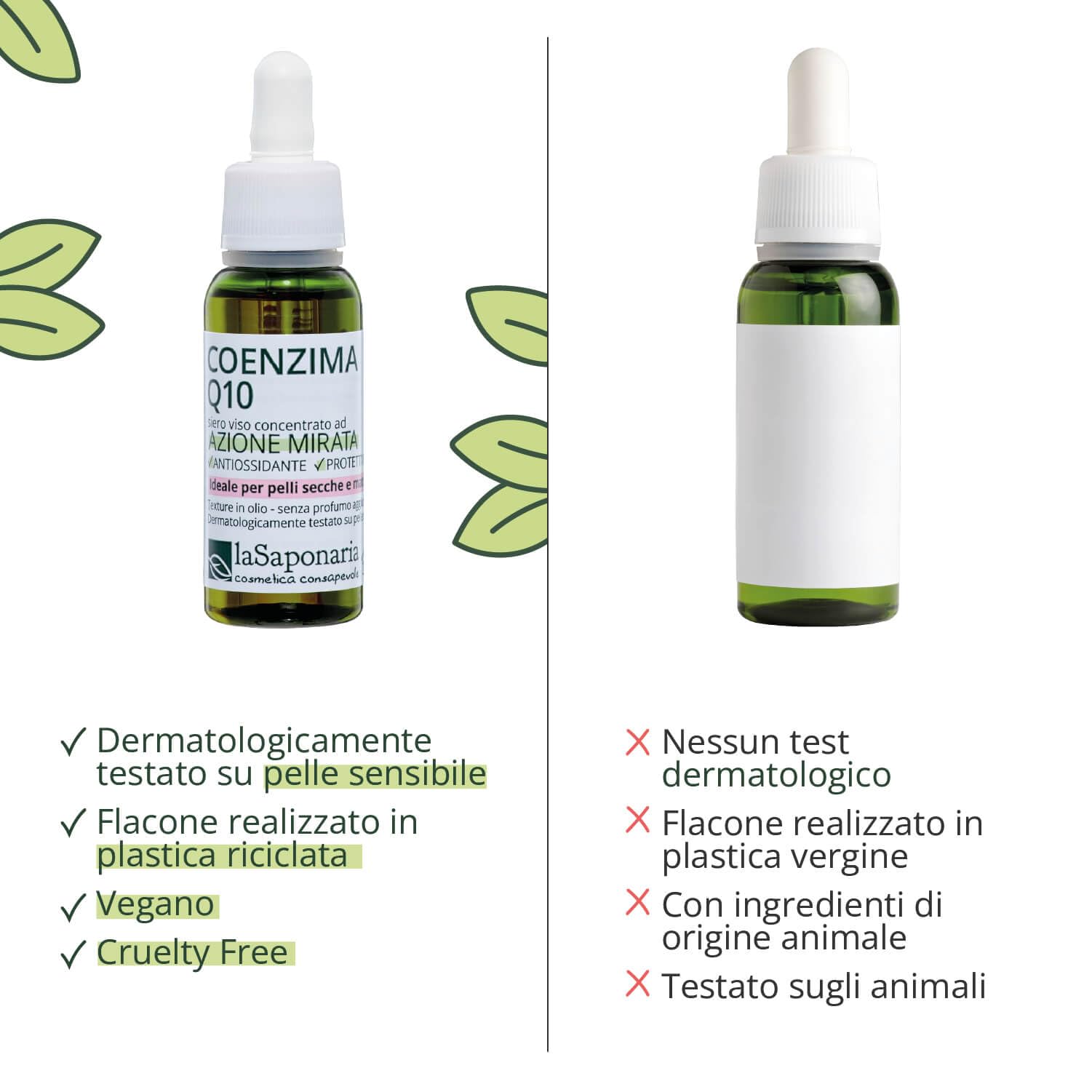 La Saponaria | Siero Viso Coenzima Q10, Idratante, protettivo e antiossidantee, Biologico, Ideali per pelli secche, mature e stanche, 30 ml