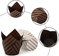 Vista 3 de Lawei Juego de 300 revestimientos de tulipanes para cupcakes – Vasos de papel para hornear muffins, envoltorios para bodas, cumpleaños, baby showers