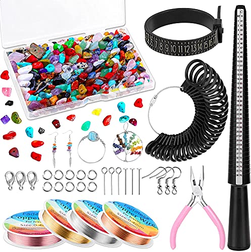 Ring Making Kit, Ranekie Ring Kit for Jewelry Making Crystal Ring Making Jewelry Making Kit with Crystals and Ring Sizer Ring Mandrel Jewelry Wire Jewelry Pliers for Jewelry Making Craft DIY