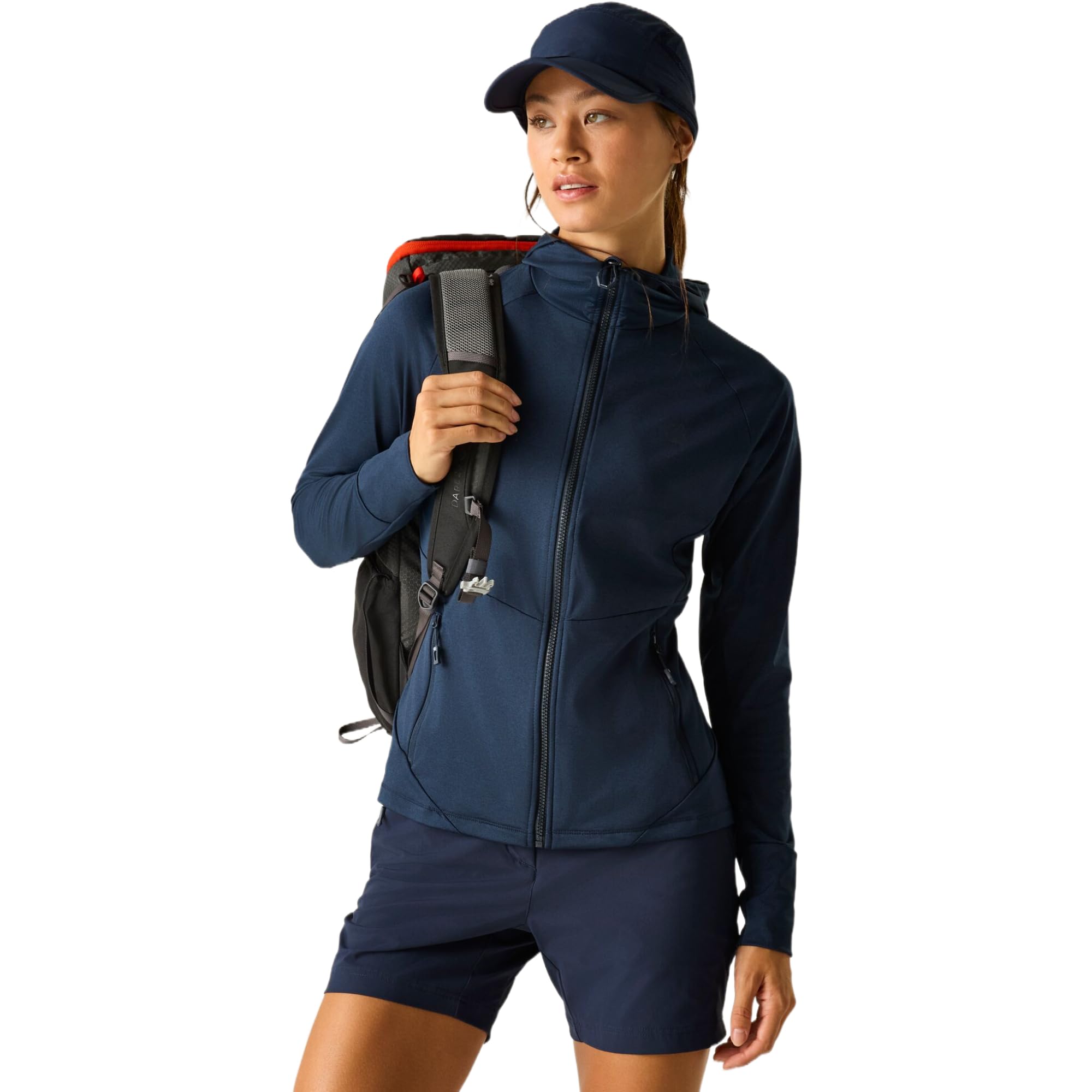 Dare 2B Women's Mid Navy Nomadic Full Zip Hooded Stretch Midlayer In | Size: 12