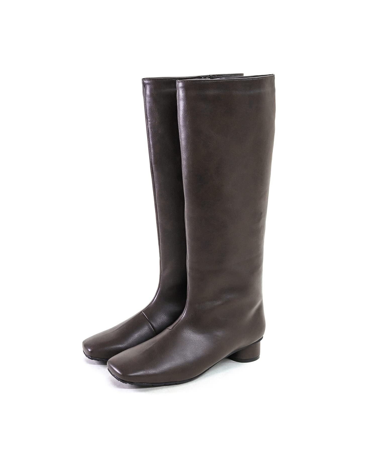 [セスト] ローヒール スクエアトゥ ロングブーツ