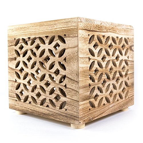 Preisvergleich Produktbild Homestyle4u 1773, Hocker Beistelltisch Holz, Würfel Nachttisch Natur Braun