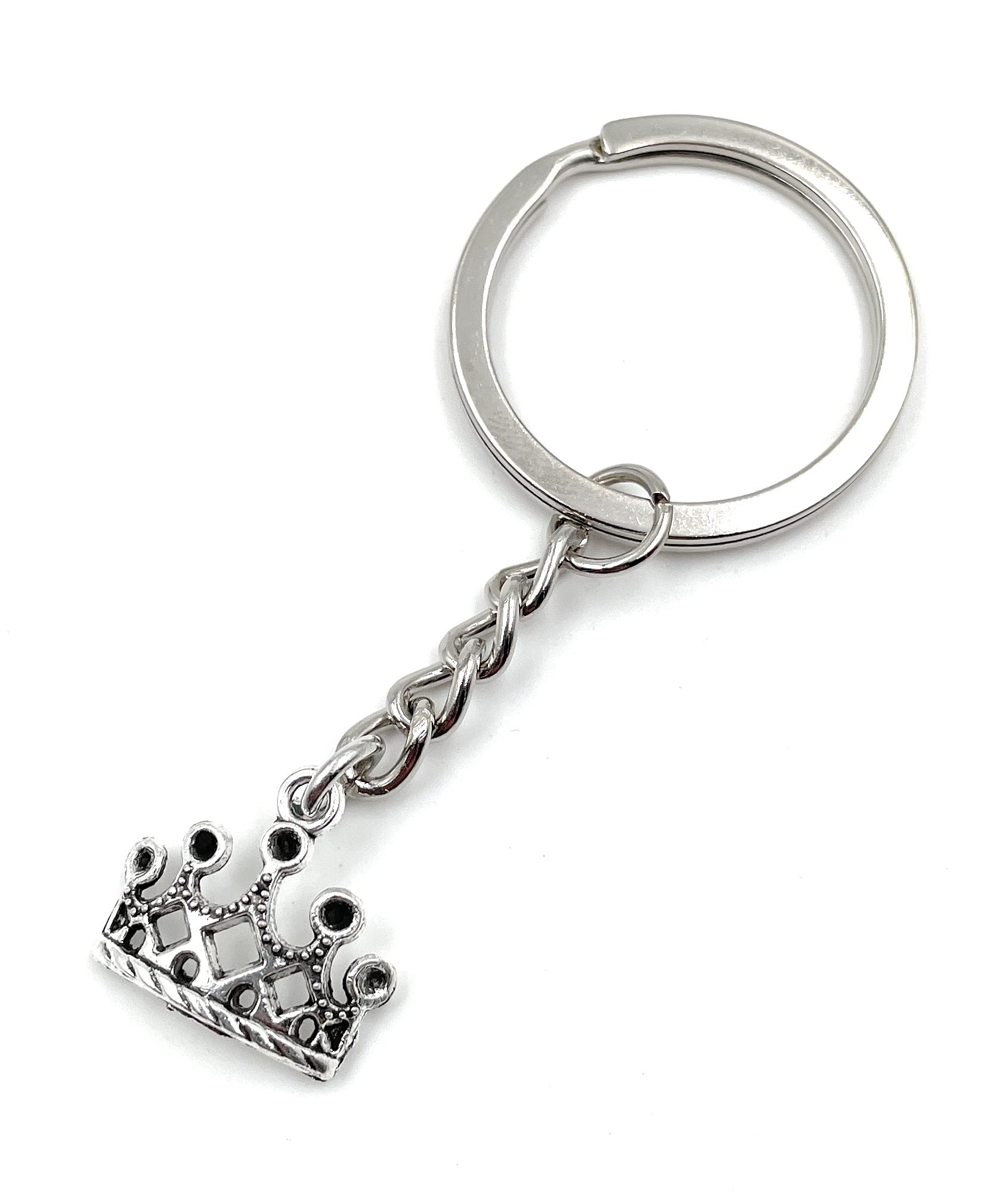 Onwomania Crown King Keyring Metal Lucky Charm in Aluminium Gift Box, Ideal as a Gift, silver, One Size