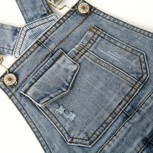 KIDSCOOL SPACE Girls Denim Skirts,Baby Little Big Girls Ripped Soft Stretchy Jeans Overall Dress4