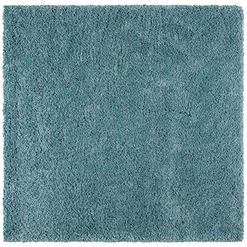 Image of Imra carpet 7 feet by 7 for Living Room Handwoven Fluffy Shag Thickness (210 X 210 cm) Color Light Blue