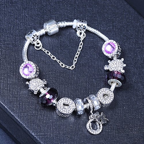 A TE Bracciale Charms Cristalli viola rose Regalo