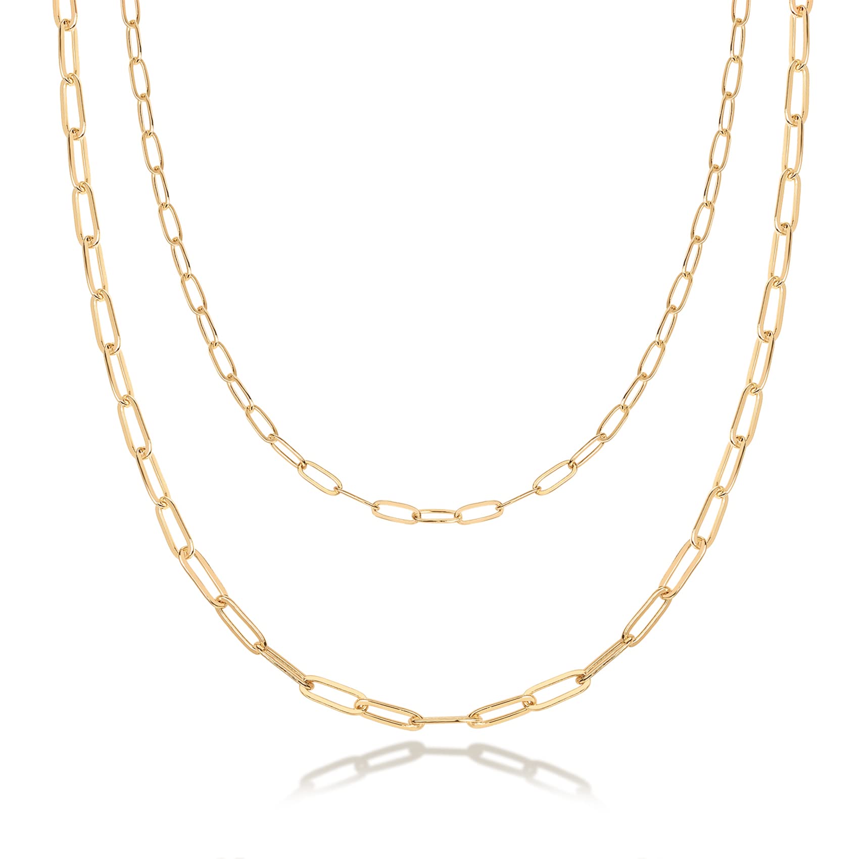 14K Gold Plated Dainty Layering Necklaces for Women | Snake Chain, Curb Link, Paperclip Layered Chains | Trendy Layering Necklace