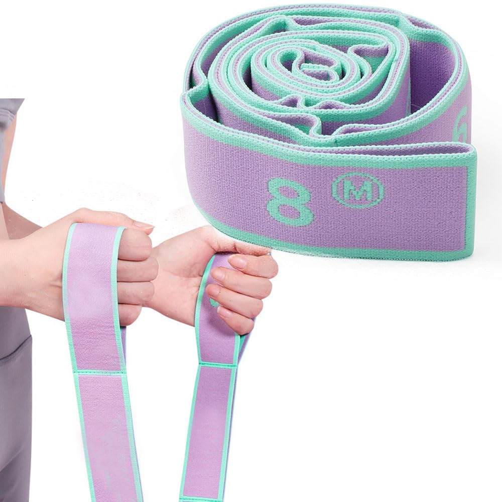 Fascia Yoga Elastico Fasce di Resistenza 8 anelli Elastici Fitness Bande Yoga Elastico Pilates Stretching Cinghia Sportiva