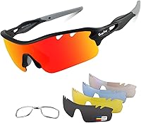 BangLong Polarized Sports Sunglasses for Men Women - 5 Interchangeable Lenses, TR90 Frame for Cycling Running Driving