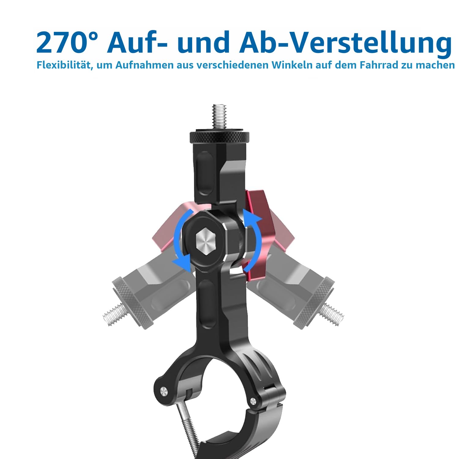 UNSTINCER Metall Action Kamera Halterung für 7~35 mm Rohr, 270° Verstellbar Cam Mount für GoPro Insta360 X5 X4 DJI Osmo AKASO Zubehör, Befestigung am Fahrrad Motorrad MTB E-Scooter Lenker Spiegel