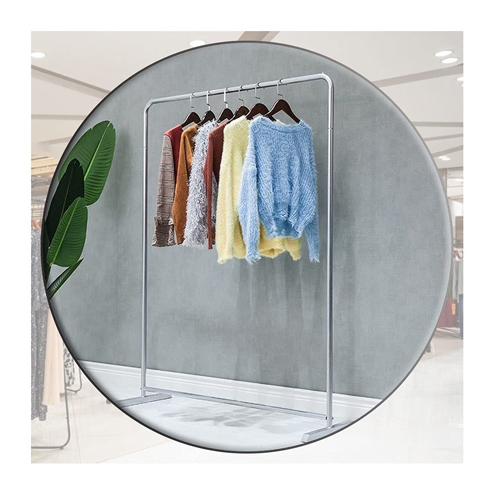Présentoir de magasin vêtements tringle argentée sur pied métal pour vestes et costumes 150cm