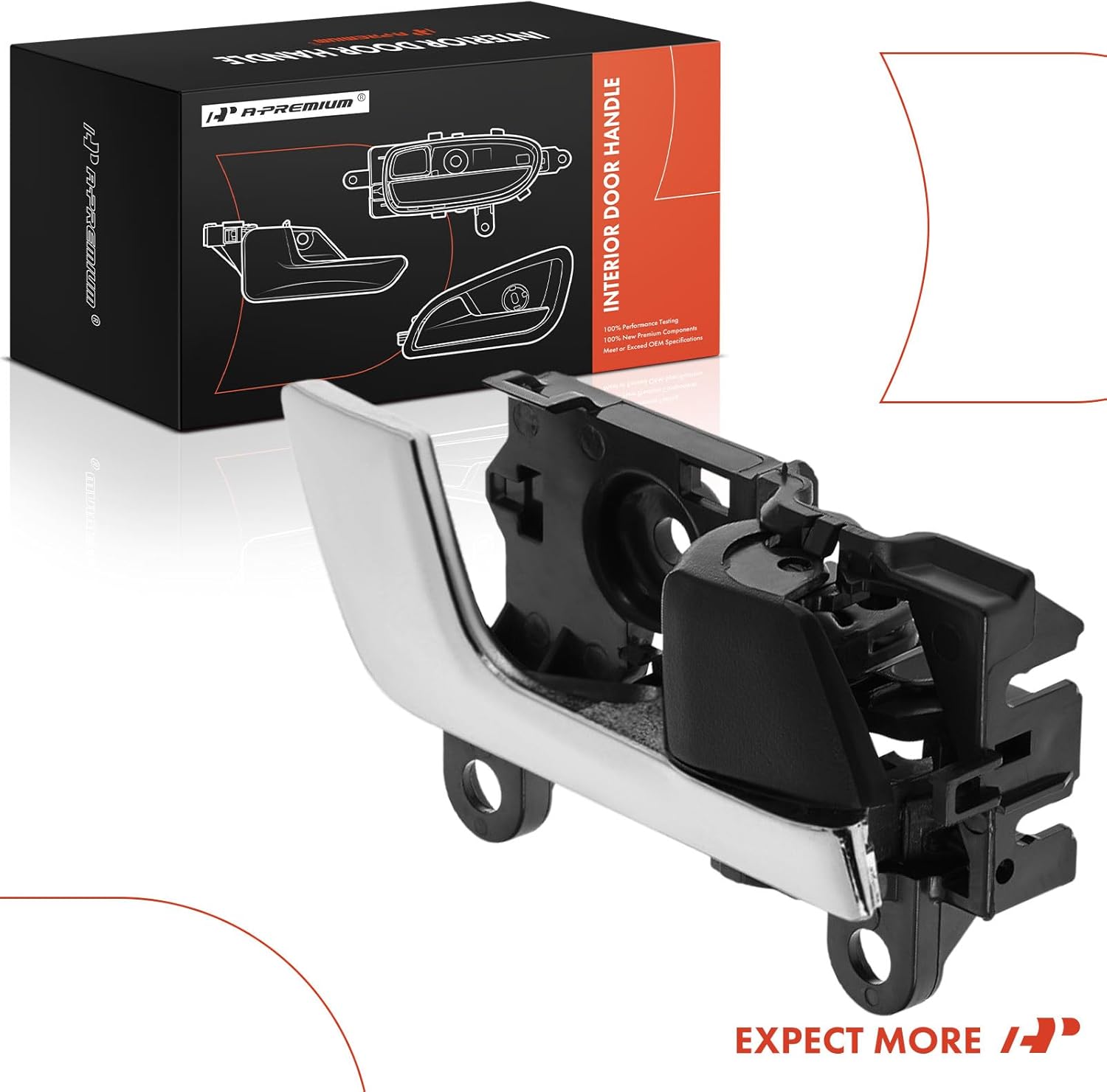 A-Premium Front or Rear Passenger Side Interior Door Handle Compatible with Toyota Highlander 2008-2013, Black Housing with Chrome Lever, Replace# 69205-20210-C0