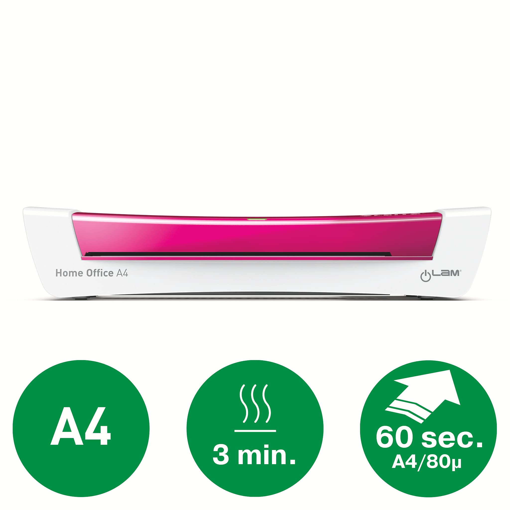 Leitz, Laminator iLAM Home Office A4, Idealny do Domowego Biura, Kolor Różowy, 73680023