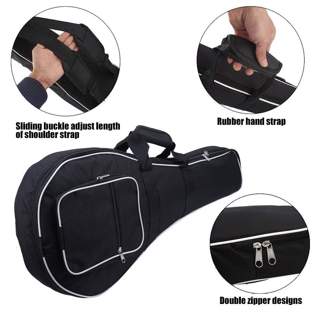 LiebeWH Custodia per Mandolino Borsa da Concerto Borsa per Mandolino in Tessuto Oxford Doppia Cerniera Custodia per Chitarra Addensata con Tasche Laterali