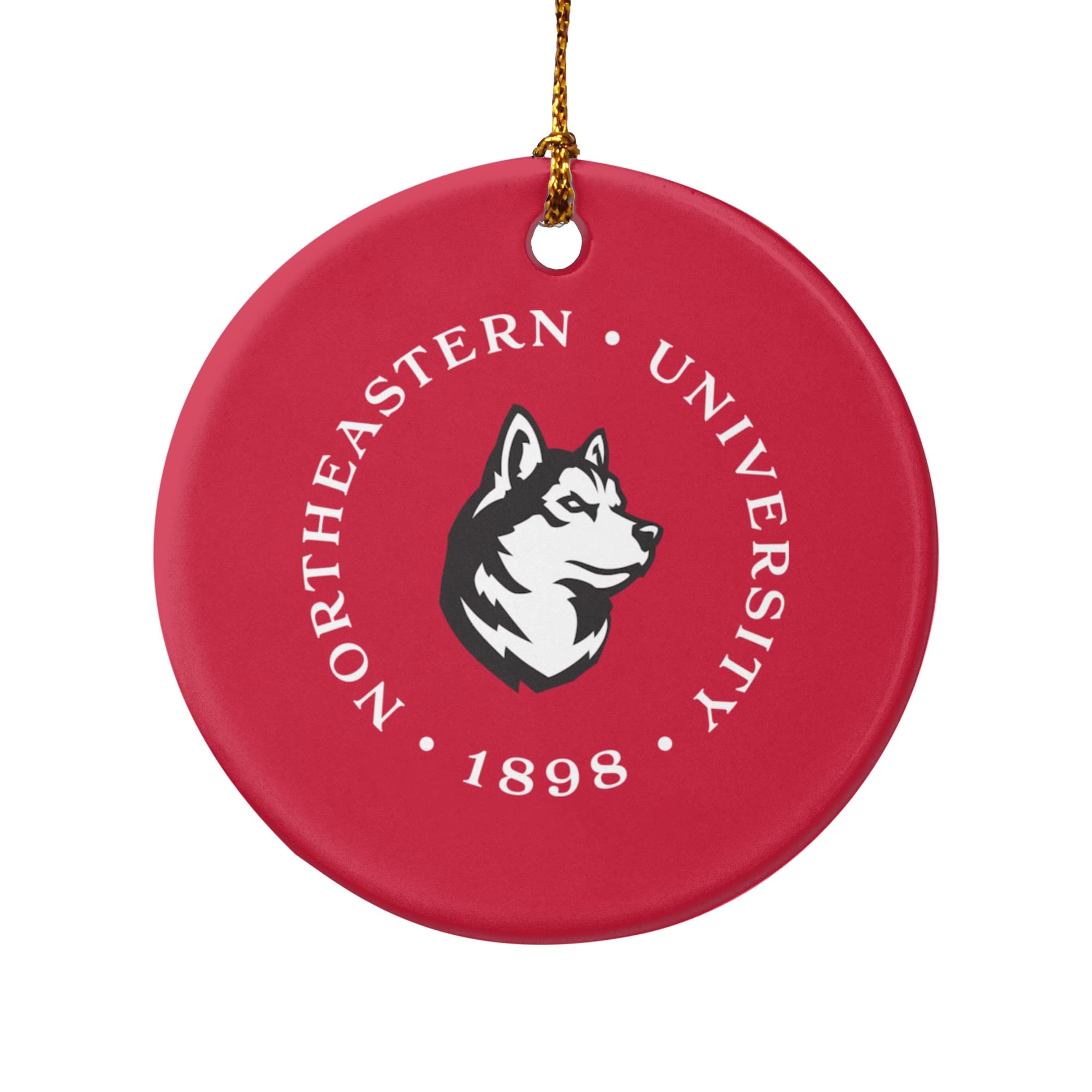 Northeastern University Primary Logo Porcelain Holiday Christmas Tree Ornament - 2.8" (7.1 cm)