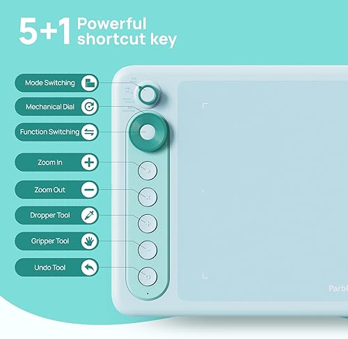Miniatura 4 de Parblo Intangbo X7 - Tabletas gráficas de 7.2 x 4.5 pulgadas, tableta de dibujo digital con interruptor de modo, 6 teclas personalizadas, lápiz
