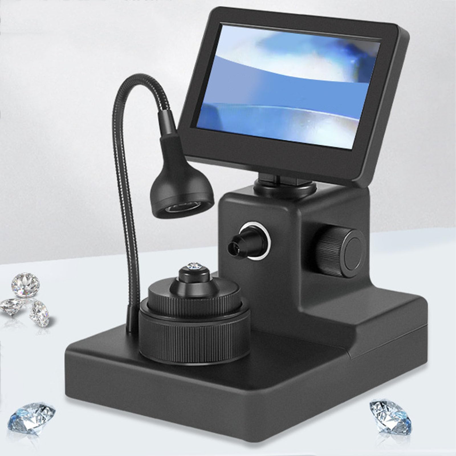 Visore per Cintura Diamantata, Microscopio Digitale 50-1500x, con Schermo LCD da 4,3 Pollici E Luce di Riempimento A LED, Identificazione Accurata