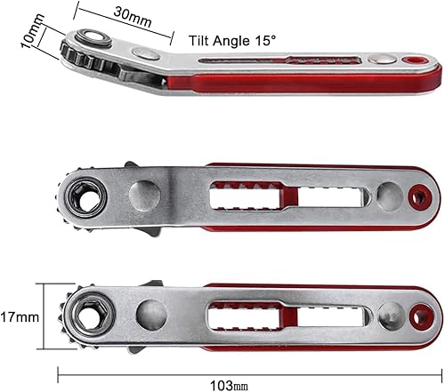 Miniatura 2 de Juego de 2 mini llaves de trinquete, 14 de pulgada de enchufe de accionamiento de alto par de torsión reversible pequeño destornillador de trinquete