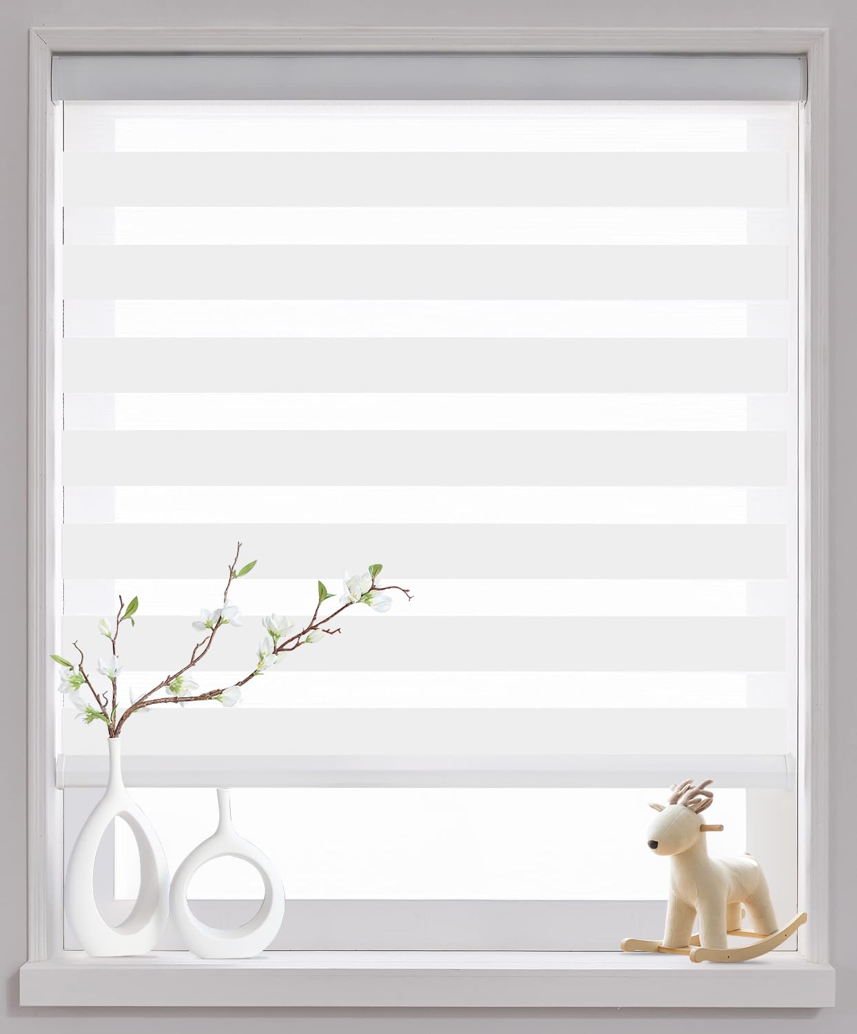 (similar) Cordless Zebra Blinds for Windows - Privacy Custom Size Roller Shades, Dual Layer Roller Blinds & Shades Easy Pull Down, Day Night Blinds for Home & Office