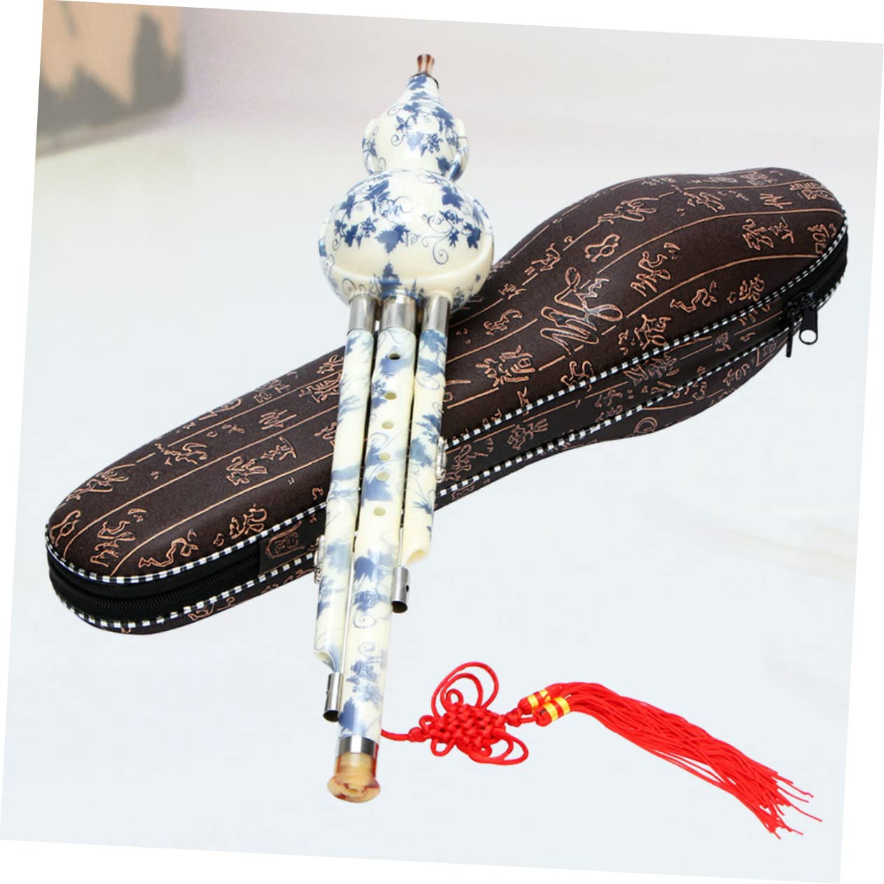 Toddmomy Chinese Traditional Instrument Cucurbit Flute Synthetic Porcelain Gourd Flute for Beginners Elegant and Design for Music Learning and Cultural Appreciation