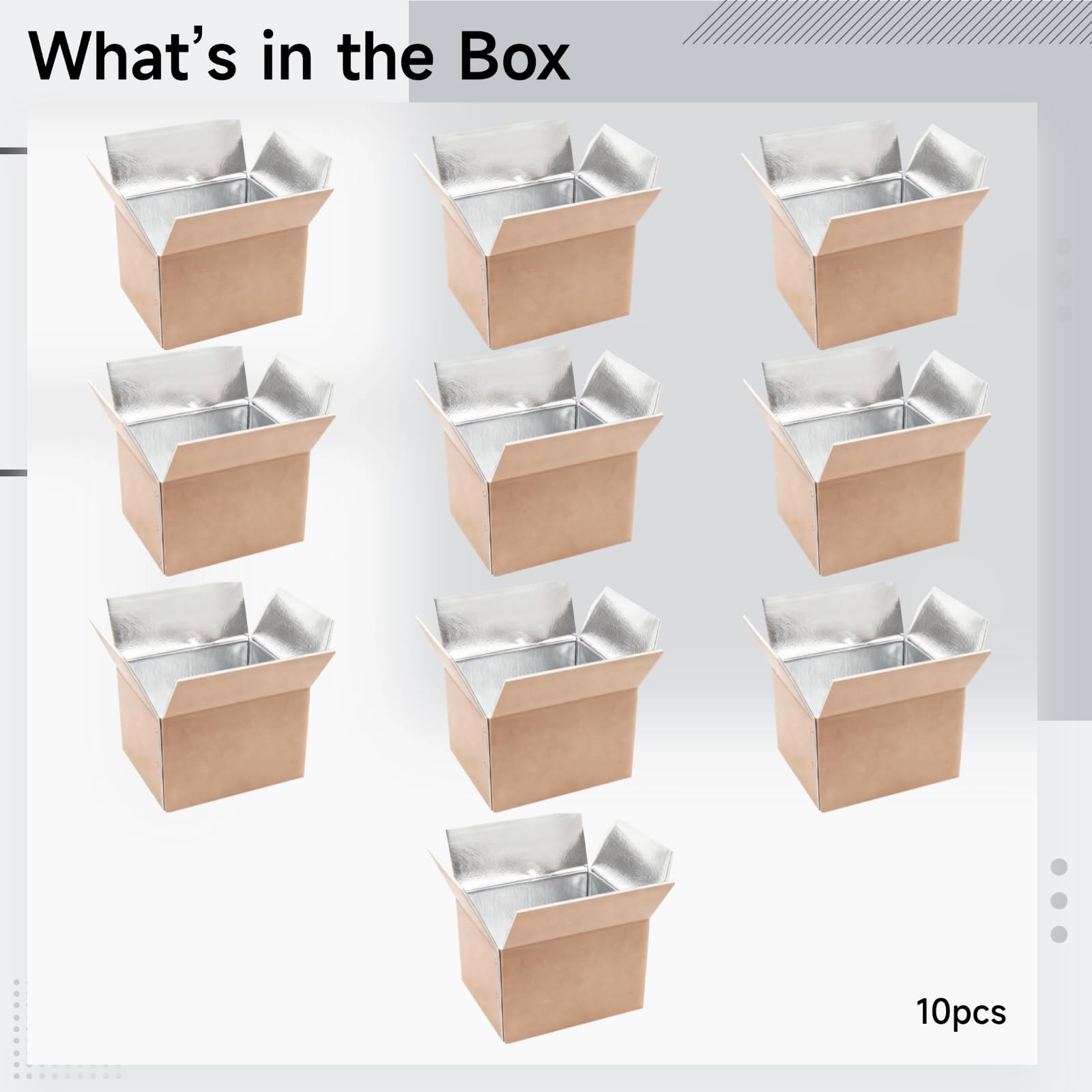 10 Stück Versandkartons, Papierbox für kalte Lebensmittel mit Aluminiumfolienfutter, isoliert für Meeresfrüchte, Gemüse, Obst