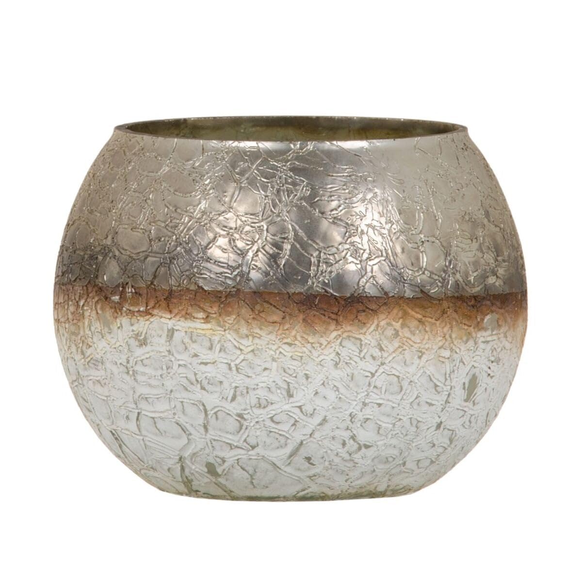 Candle Holder Glass Grey 15 x 15 x 11 cm White