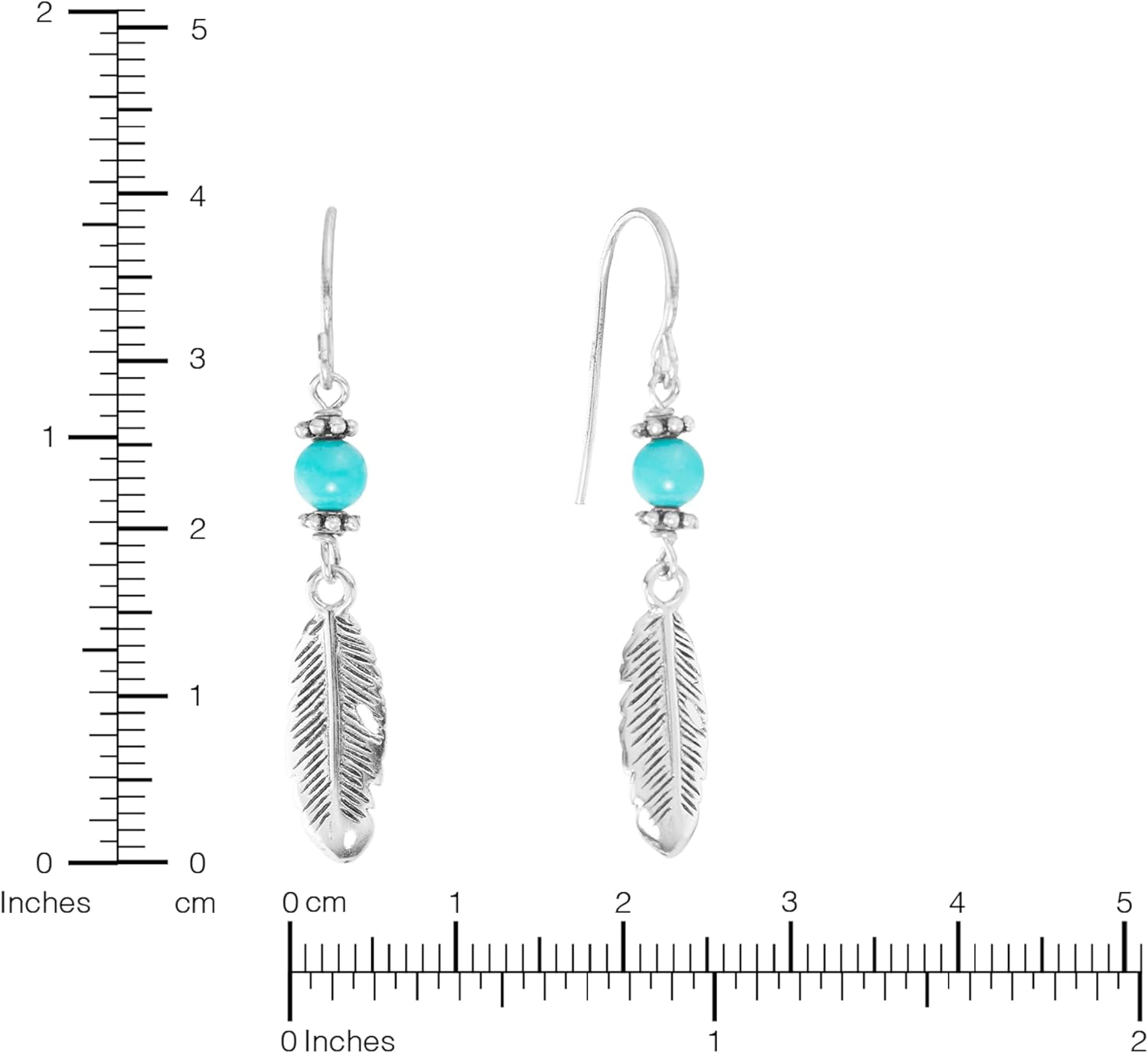 Amazon Essentials Sterling Silver Western Feather Beaded Drop Earrings - Image 5