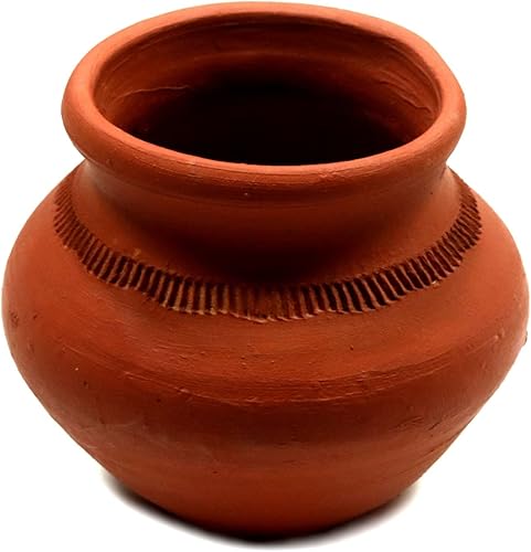 Miniatura 3 de Ashirwad Mitti Kalash Tierra, arcilla de tierra, barro de terracota Mati para matrimonios Puja Karvachoth Pot Grahpravesh Loza (4.5 pulgadas)