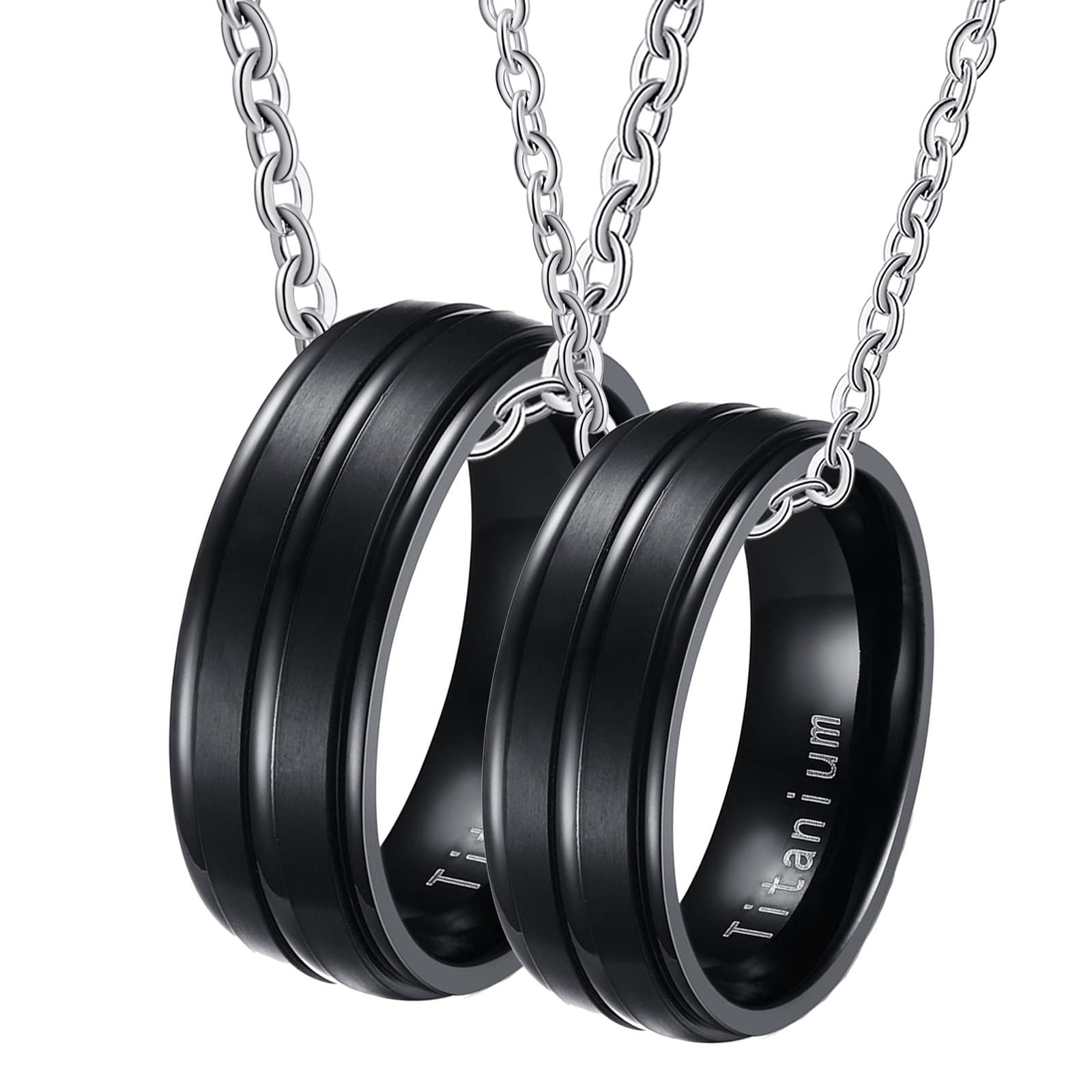 Collar pareja para 2 cadena negra acero titanio joyeria colgante de amor 5