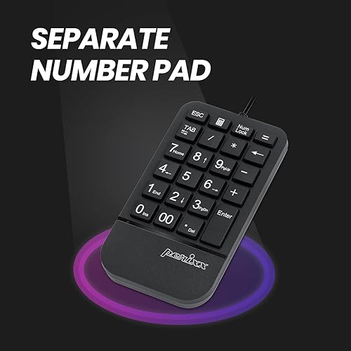Miniatura 4 de Perixx PERIDUO-606A, teclado ergonómico compacto inalámbrico 3 en 1 con mouse vertical y teclado numérico, reposamanos ajustable, rueda inclinable,