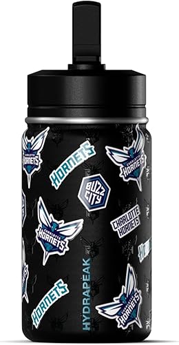 Miniatura 18 de Hydrapeak x NBA Botella de agua mini de 14 onzas oficialmente licenciada de los Atlanta Hawks para niños con tapa con popote y asa, reutilizable