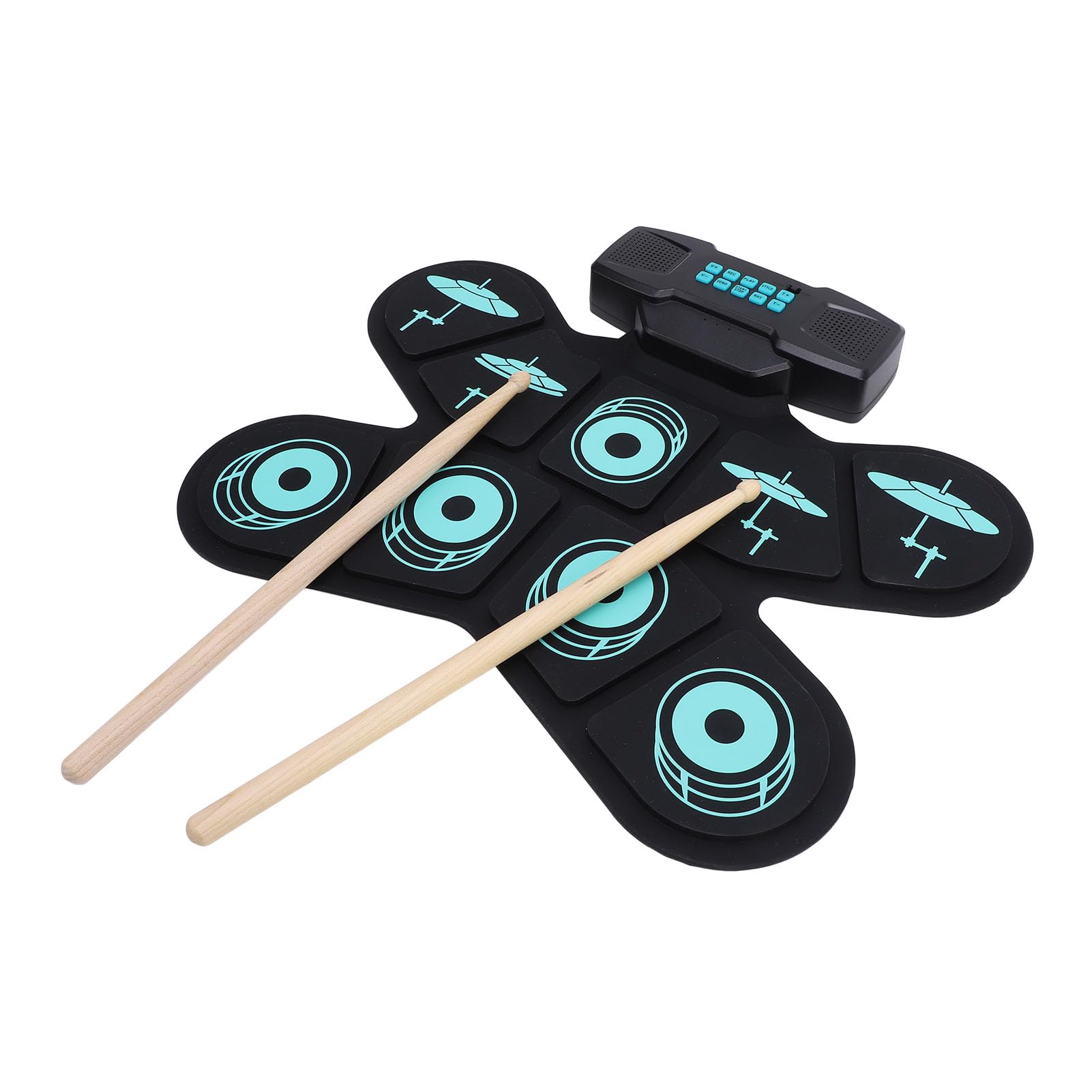 Pad de Batería Electrónica WG500 con Baquetas, 9 Pads, Parlantes Duales, Resistente Al Agua, 10 Kits de Batería, 10 Canciones de Demostración, 8 Horas de Reproducción, 7 Tonos,