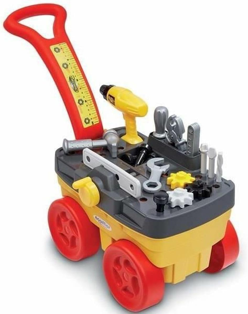 Ecoiffier Jouets 2419 - Mechanical Trolley for Transporting All Its Tools - 19 Pieces - Imitation Game - from 18 Months - Made in France